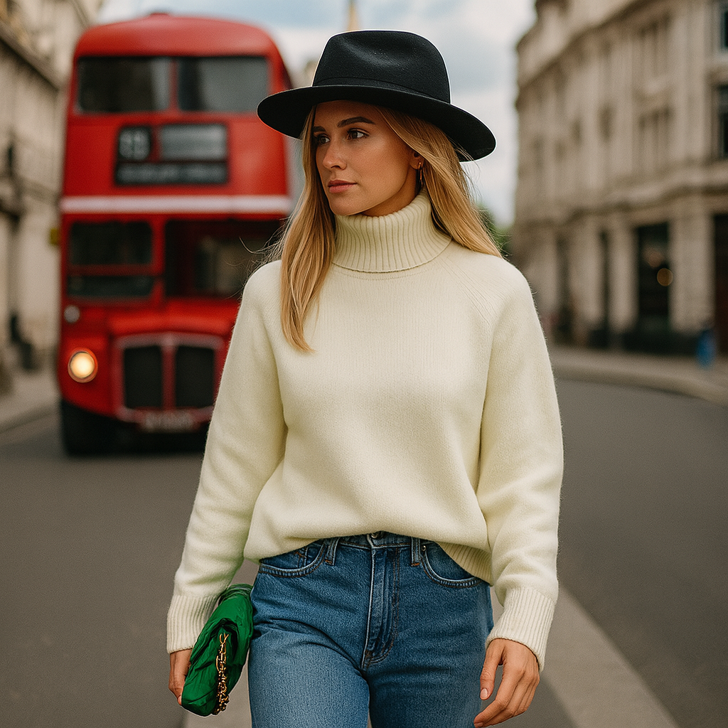 A long-sleeve top with a round neckline, shown in a plain solid design.